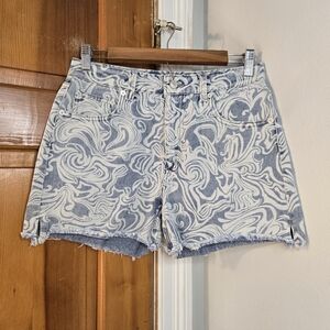 No Boundaries Blue and White Floral Jean Shorts